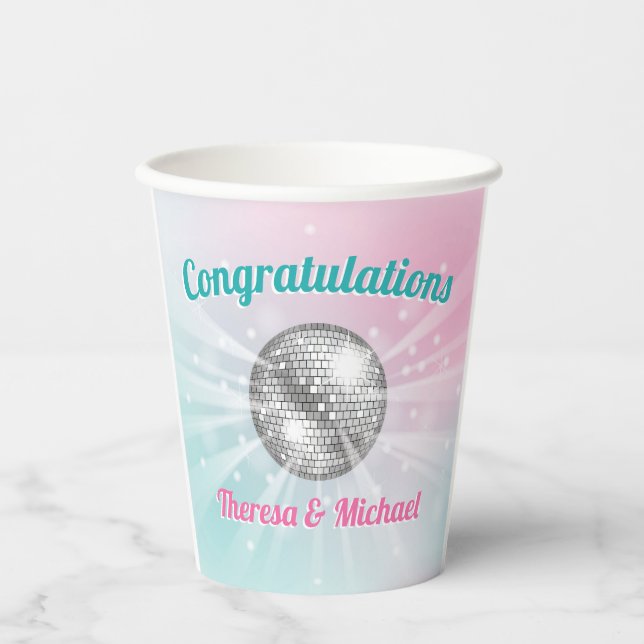 Disco Ball Baby Shower Groovy  Paper Cups (Front)