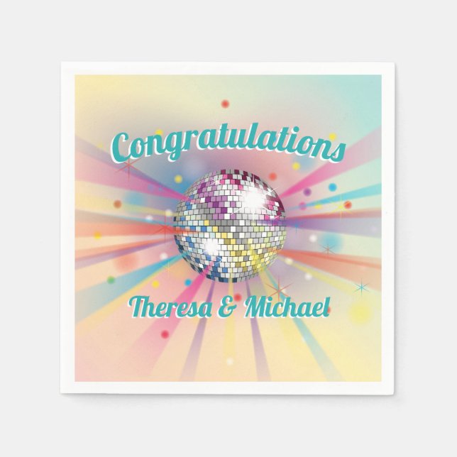 Disco Ball Baby Shower Groovy Pastel Rainbow Napkin (Front)
