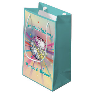 Disco Ball Baby Shower Groovy Pastel Rainbow Small Gift Bag