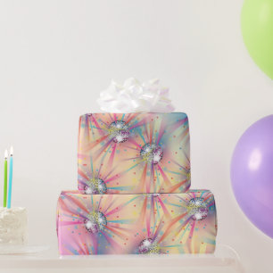 Disco Ball Baby Shower Groovy Pastel Rainbow Wrapping Paper