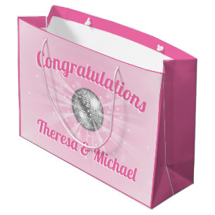 Disco Ball Baby Shower Groovy Pink Girl Large Gift Bag