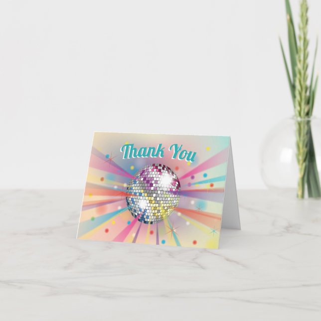 Disco Ball Baby Shower Groovy Thank You Card (Front)