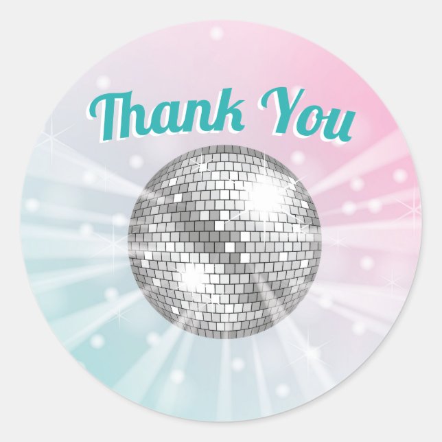 Disco Ball Baby Shower Groovy Thank You Classic Round Sticker (Front)