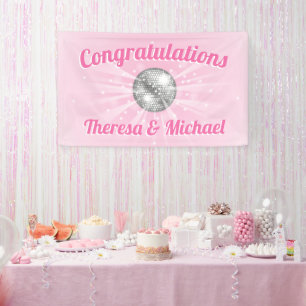 Disco Ball Baby Shower Pink Girl Banner