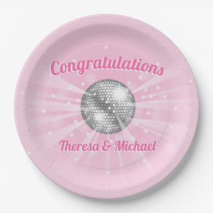 Disco Ball Baby Shower Pink Girl Paper Plate