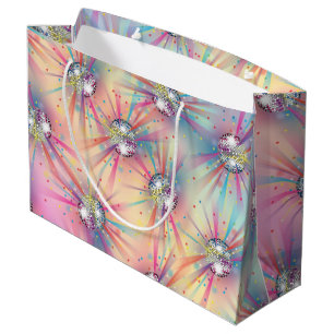 Disco Ball Baby Shower Rainbow Large Gift Bag