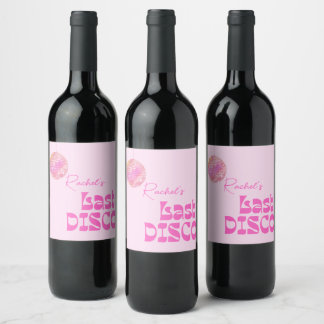 Disco Ball Bachelorette Pink Wine Label