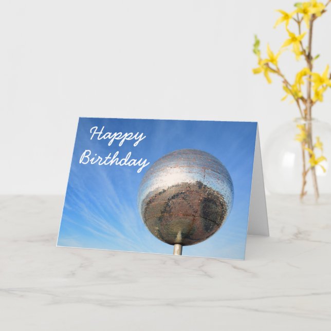 Disco ball birthday card (Yellow Flower)