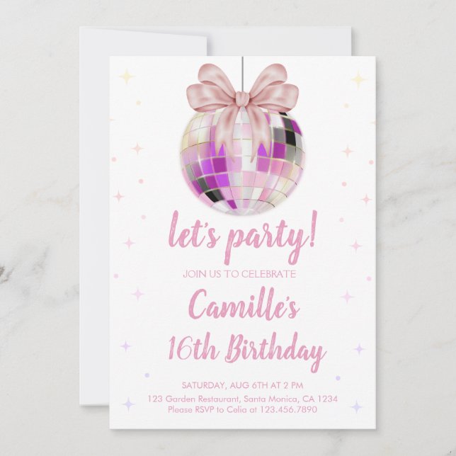 Disco Ball Birthday  Invitation (Front)