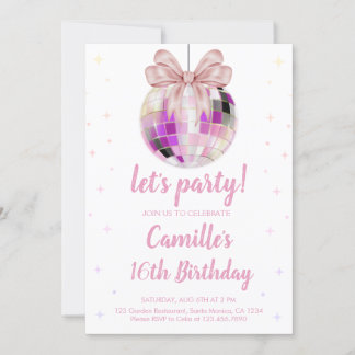 Disco Ball Birthday  Invitation