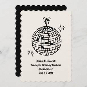 Disco Ball Birthday Party Weekend Invitation