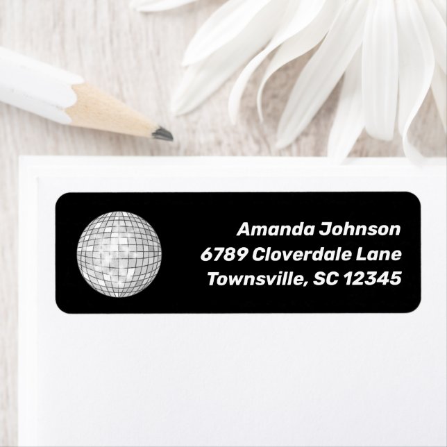 Disco Ball Black Return Address Label (Insitu)