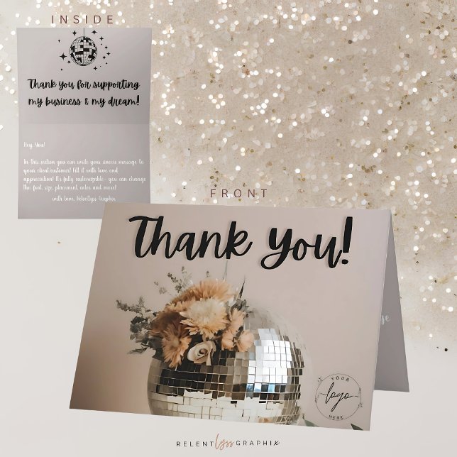 Disco Ball | Boho Florals | Thank You Card (Creator Uploaded)