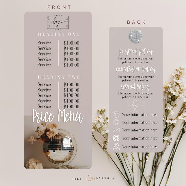  Disco Ball | Boho Flowers | Price & Policy Menu (Creator Uploaded)
