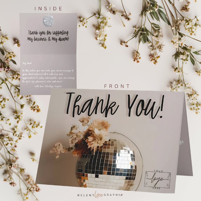 Disco Ball | Boho Flowers | Thank You Card (Creator Uploaded)
