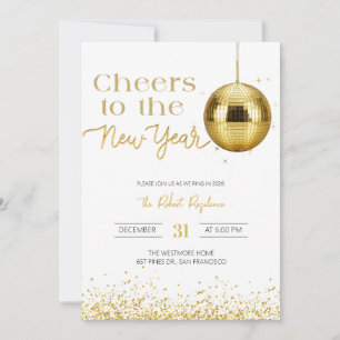 Disco ball cheers New Year's  Party  Invitation
