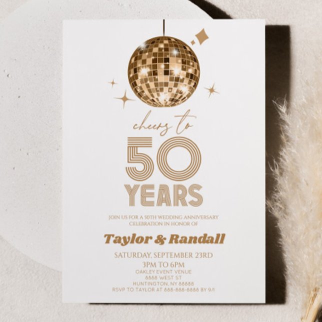 Disco Ball Cheers To 50 Years Wedding Anniversary Invitation (Creator Uploaded)