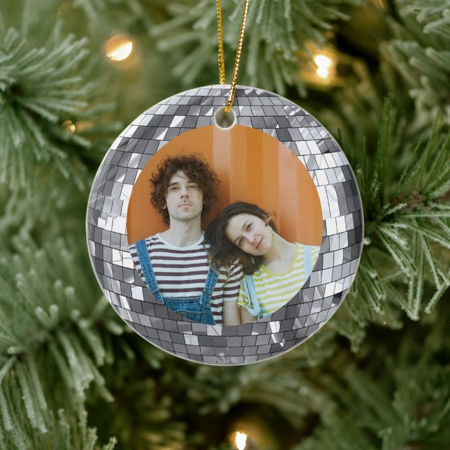 Disco Ball Christmas Funky  Peace and Love Ceramic Ornament (Creator Uploaded)