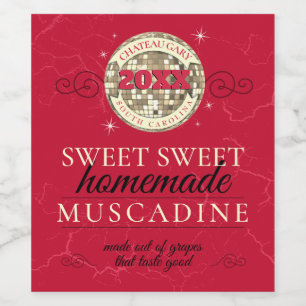 Disco ball custom colour homemade vineyard wine label