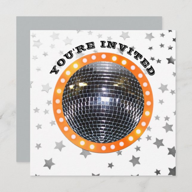 Disco Ball Dance Birthday Party | Retro 70s Disco Invitation (Front/Back)