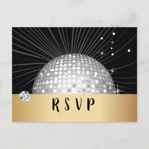 Disco ball, dance , gold Postcard RSVP