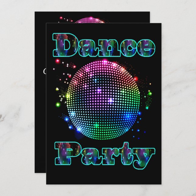 Disco Ball Dance Party Custom Invitation (Front/Back)