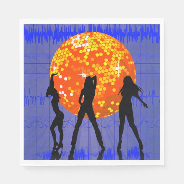 Disco Ball Dance Party Silhouette Napkin (Front)