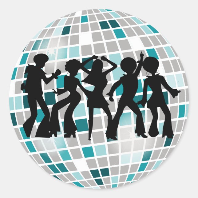 Disco Ball Dancers Birthday Party Stickers (Front)