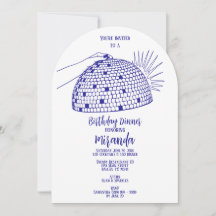 Disco Ball Dinner Invitation Blue