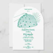 Disco Ball Dinner Invitation Teal