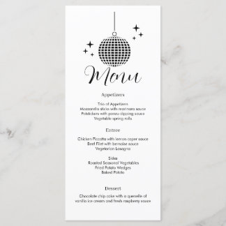 Disco Ball Dinner Menu