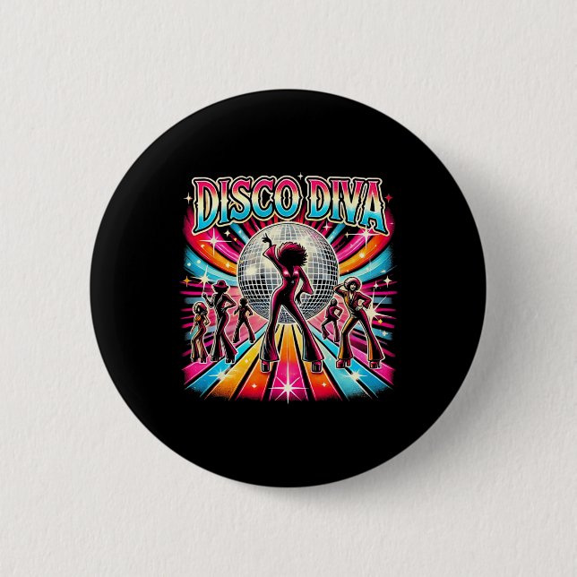 Disco Ball Disco Diva Queen  6 Cm Round Badge (Front)