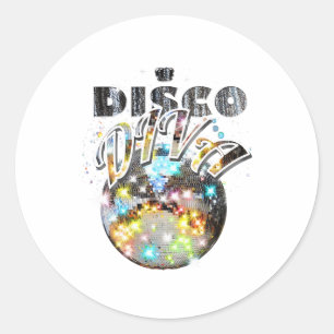 Disco Ball Disco Diva Queen - 70s Retro Vintage Da Classic Round Sticker