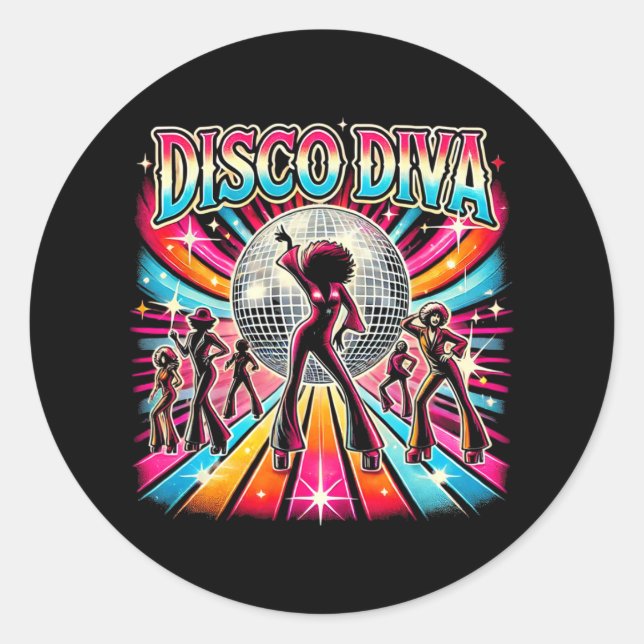 Disco Ball Disco Diva Queen  Classic Round Sticker (Front)
