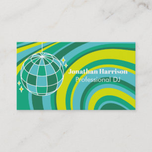 Disco Ball DJ Retro Groovy Wave Green Business Card