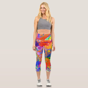 Disco Ball Electricity Fluid Art    Capri Leggings