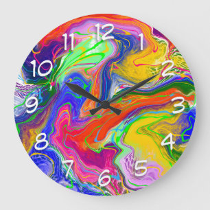 Disco Ball Electricity Fluid Art  Large Clock