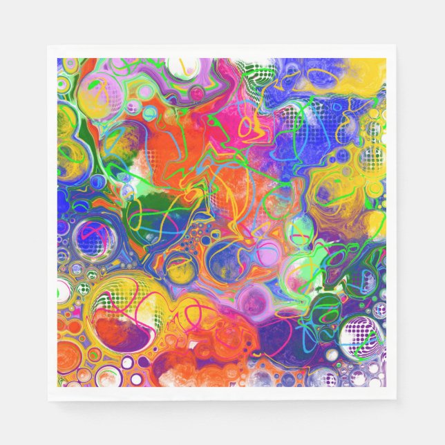 Disco Ball Electricity Fluid Art   Napkin (Front)