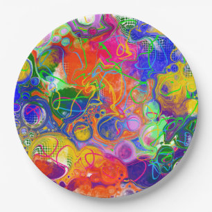 Disco Ball Electricity Fluid Art   Paper Plate