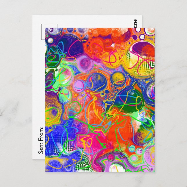 Disco Ball Electricity Fluid Art   Postcard (Front/Back)