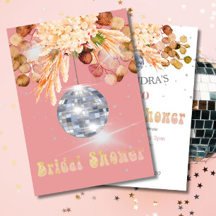 Disco Ball Floral Orange Pink Bridal Shower Invitation