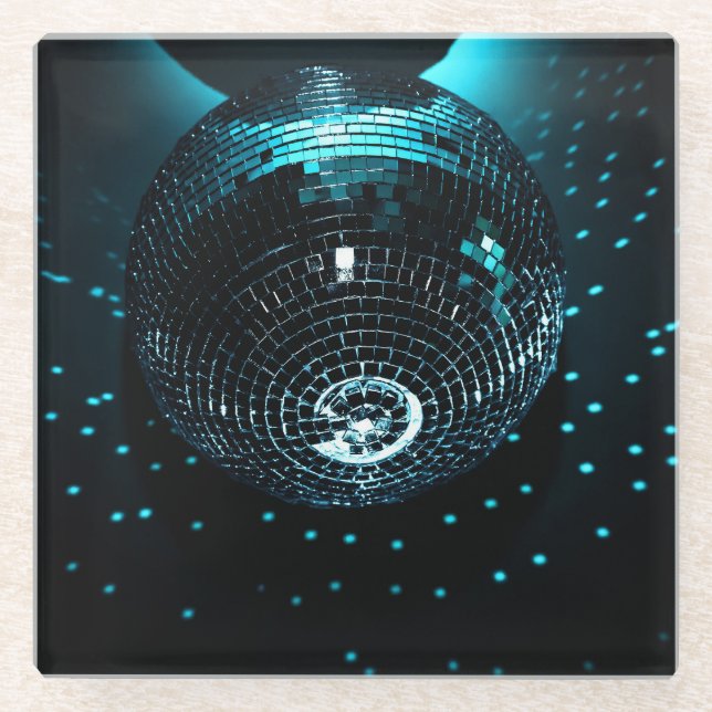 Disco Ball Glare, Nightclub Background. Glass Coaster (Front)
