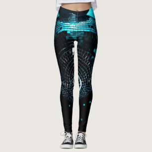 Disco Ball Glare, Nightclub Background. Leggings