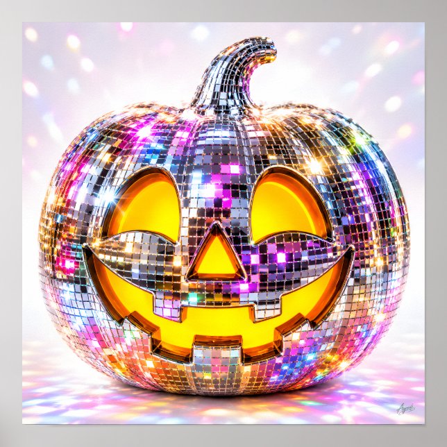 Disco Ball Glitter Pumpkin Poster (Front)