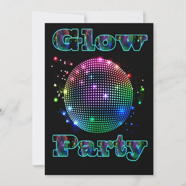 Disco Ball Glow Party Custom Invitation (Front)