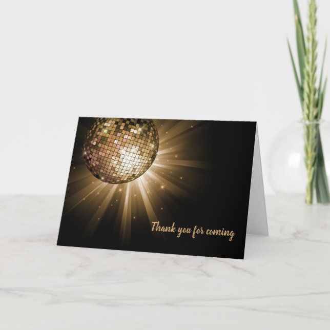 Disco ball gold thank you card (Front)