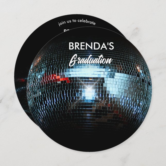 Disco ball graduation invitation (Front/Back)