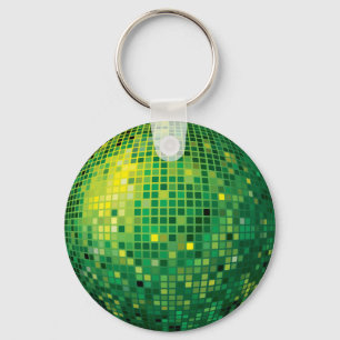 Disco Ball Green Keychain