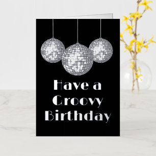 Disco Ball Groovy Birthday Silver Foil Greeting Card