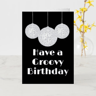 Disco Ball Groovy Birthday Silver  Foil Greeting Card